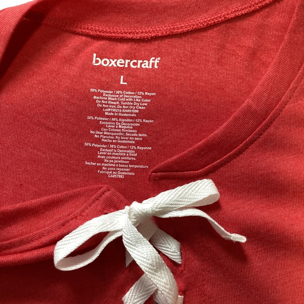 Boxercraft NWT L Red Varsity Stripe Lace Up T-Shirt SportsDress Short Sleeve - Picture 3 of 7